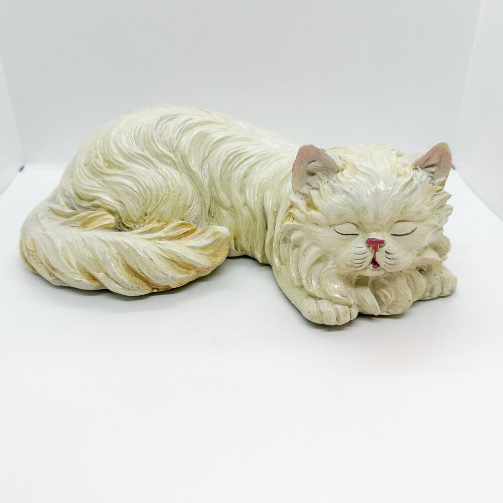 Vintage Plastic Mold Sleeping Persian Cat Figurine